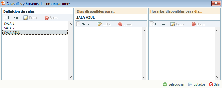 Salas-días-horarios