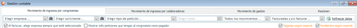 Filtros disponibles