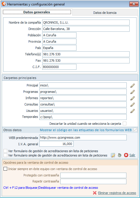 Configuración general