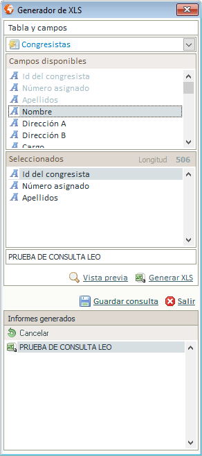 Generar XLS